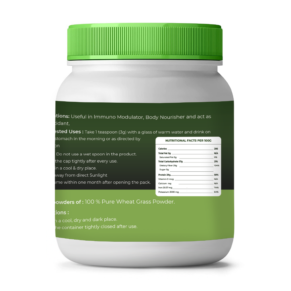 White container with green lid and label on a white background