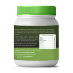 Moringa powder container with green lid and label on a white background