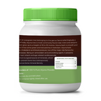 White container with green lid and label on a white background