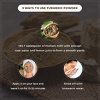 Instructions on using turmeric powder with multani mitti for a face mask.