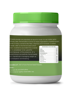 White container with green lid and label on a white background