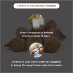 Instructions on how to use Baheda powder with images and text.