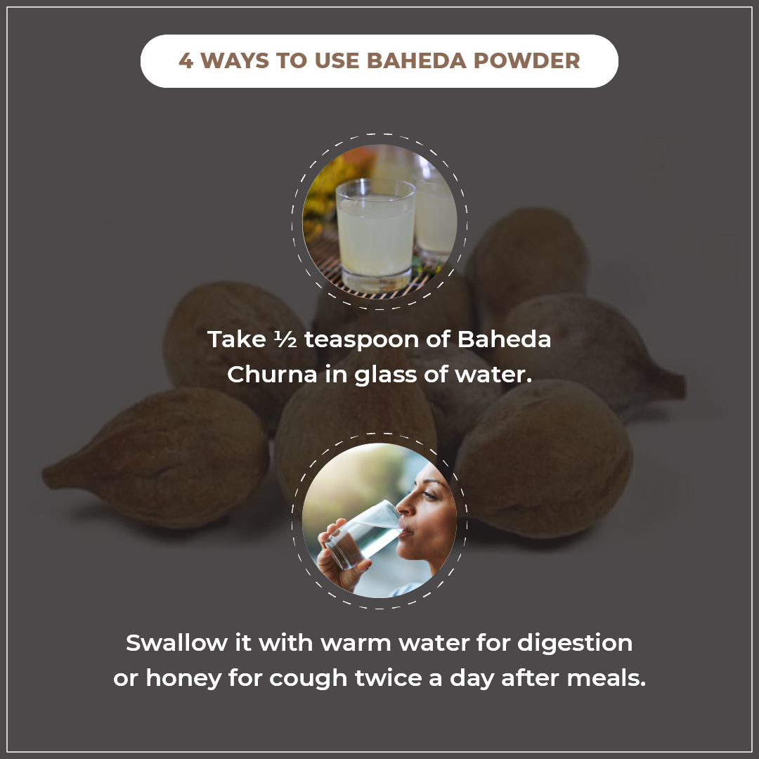 Instructions on how to use Baheda powder with images and text.