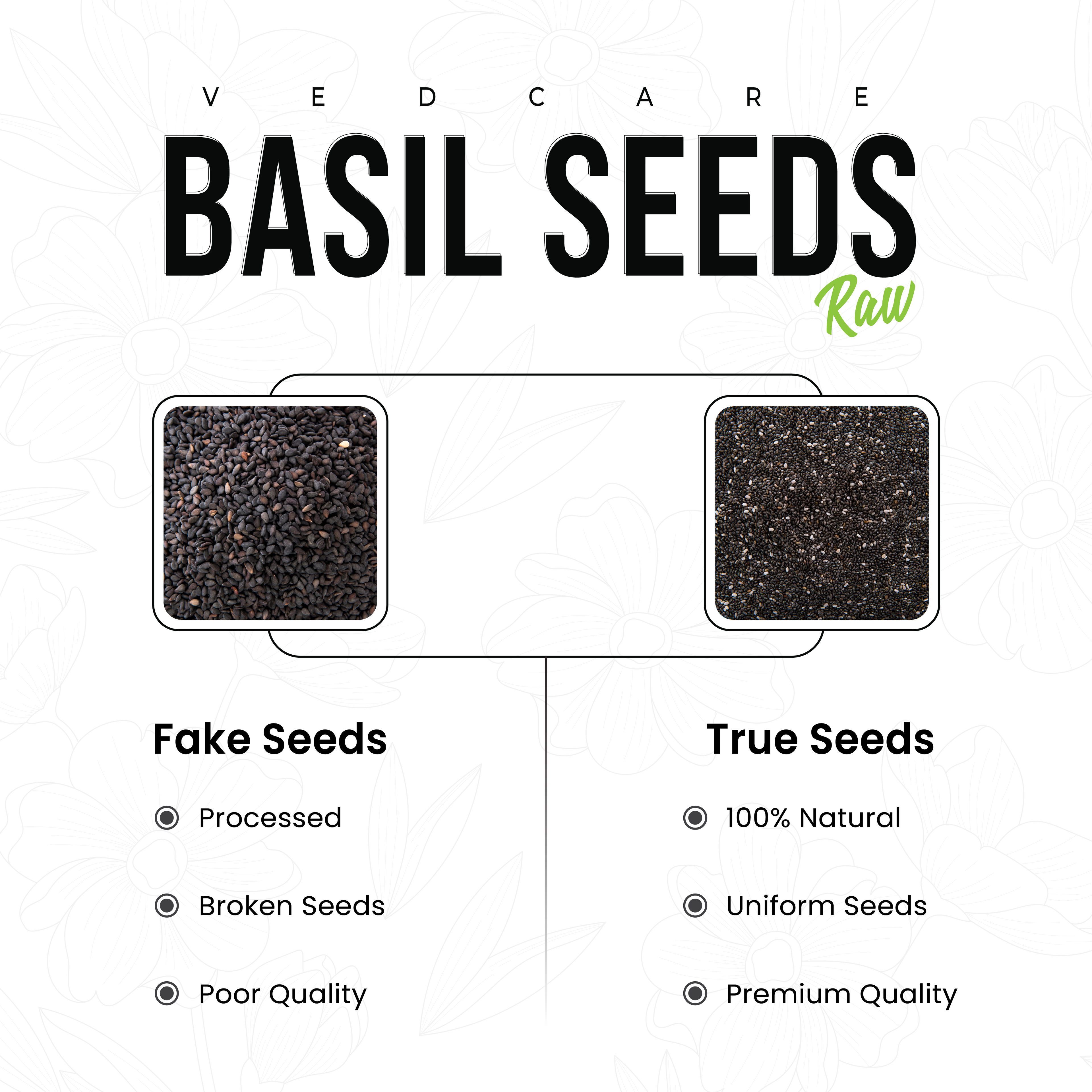 Vedcare Raw Basil Seeds | Sabja Seeds