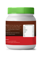 White container with green lid and red label on a white background
