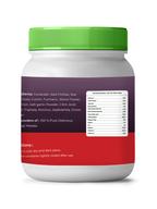 vedcare pavbhaji masala White container with green lid and red label on a white background