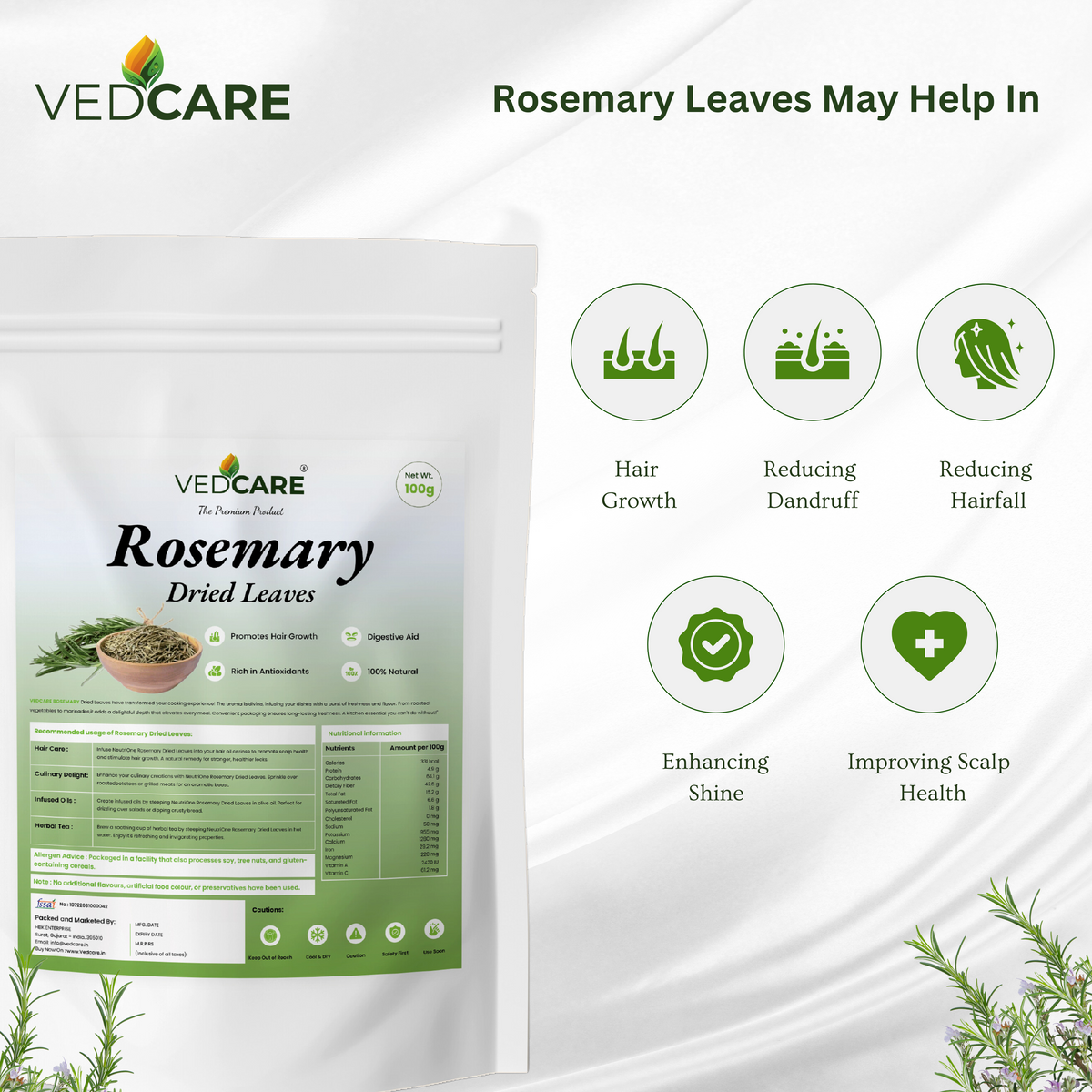 Vedcare Dried Rosemary Leaves