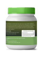 Bhingraj powder container with green lid and label on a white background