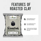 Vedcare roasted clay packaging with features listed on a white background