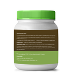 White container with green lid and label on a white background
