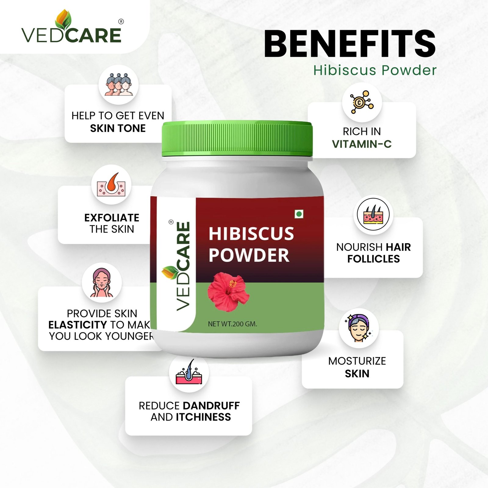 Vedcare Hibiscus Flower Powder, 200gm - Image 5