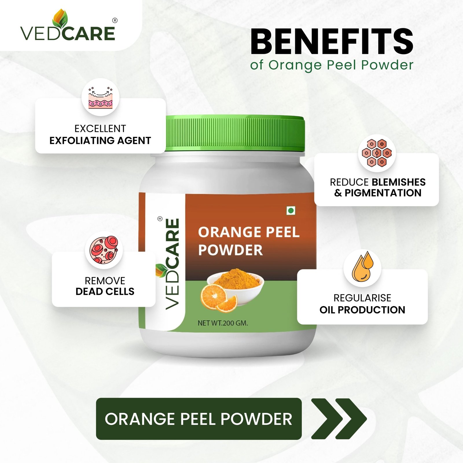 Vedcare Orange Peel Powder, 200gm - Image 4